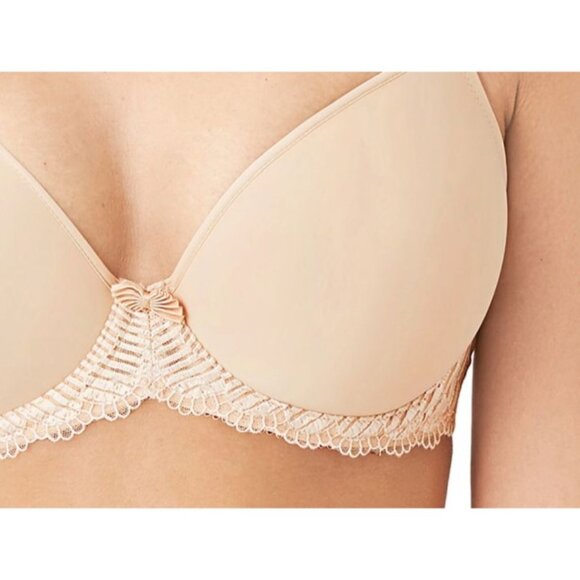 Wacoal La Femme T-Shirt Bra Womens Nude Lace Trim Underwire 38D 853117 GUC 8405 - Picture 2 of 8
